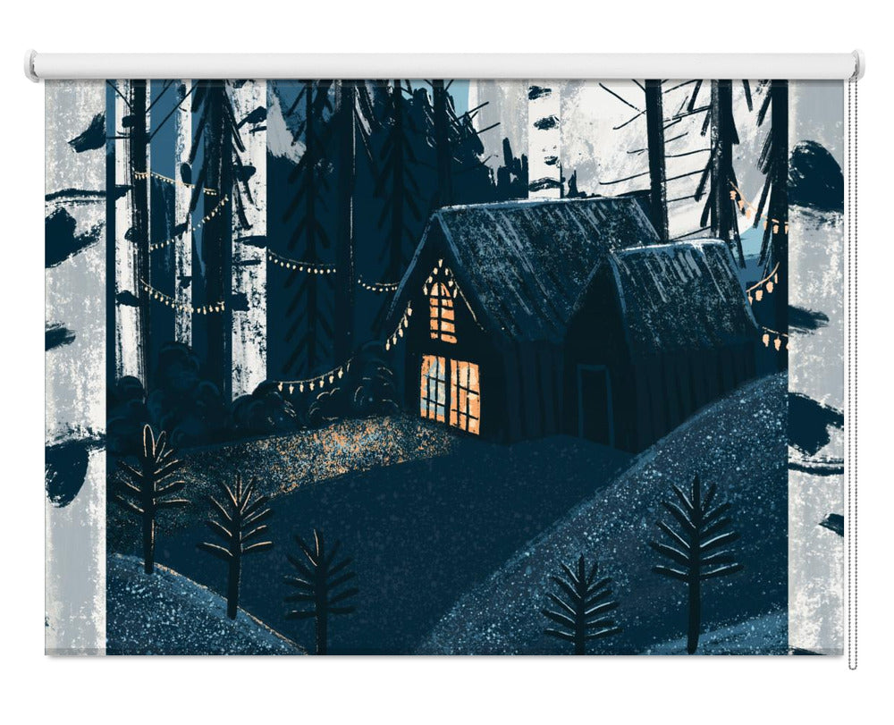 Christmas Cabin Printed Picture Photo Roller Blind - 1X2544205