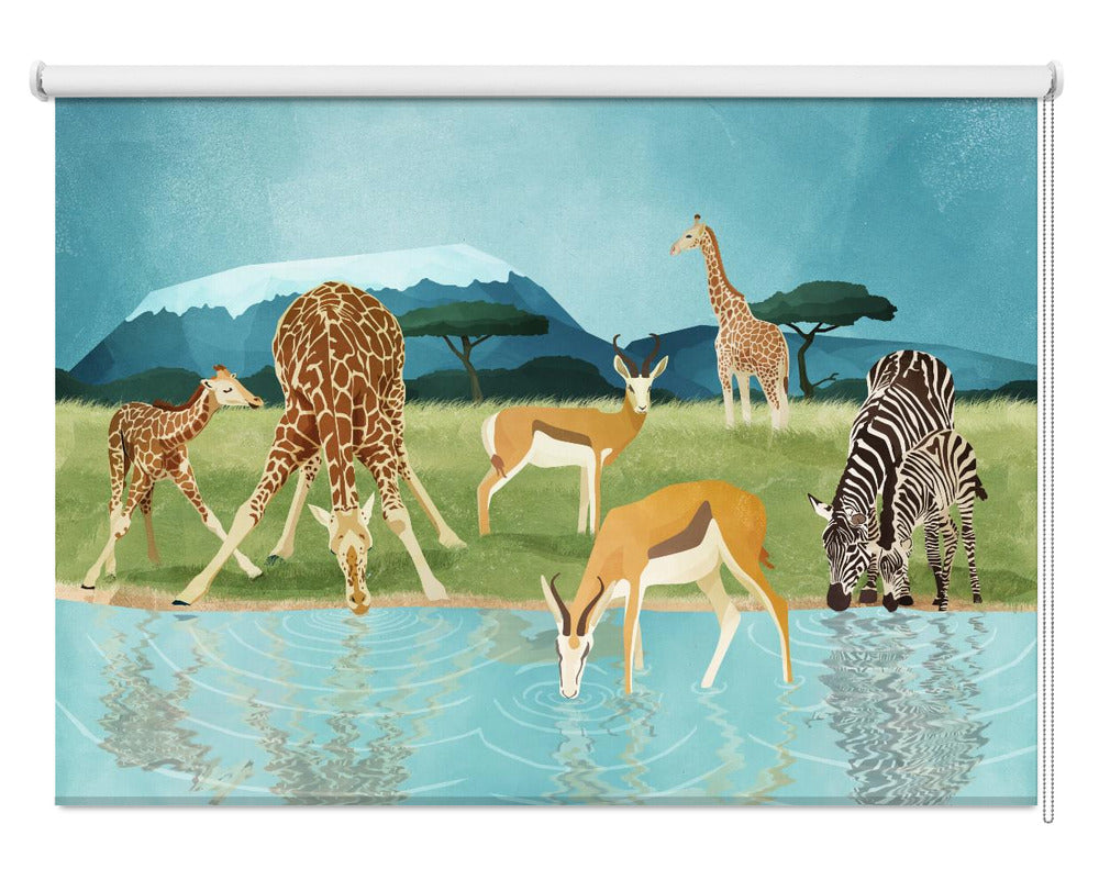 African Animals in the Savannah by Goed Blauw Printed Picture Photo Roller Blind - 1X2544251