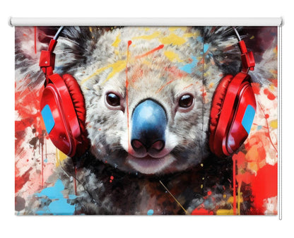 Koala With Headphones Colour Burst Printed Picture Photo Roller Blind - 1X2718264