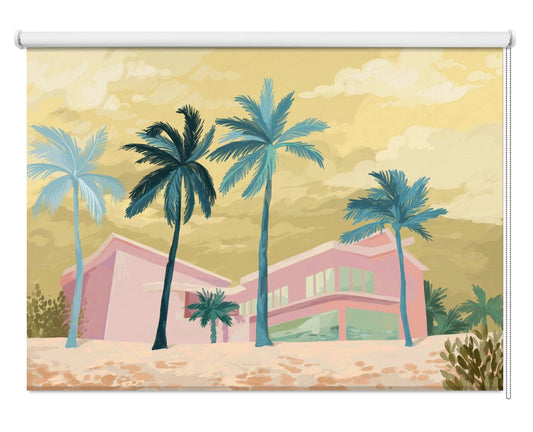 The Pink House Palm Beach by Goed Blauw Printed Picture Photo Roller Blind - 1X2839470