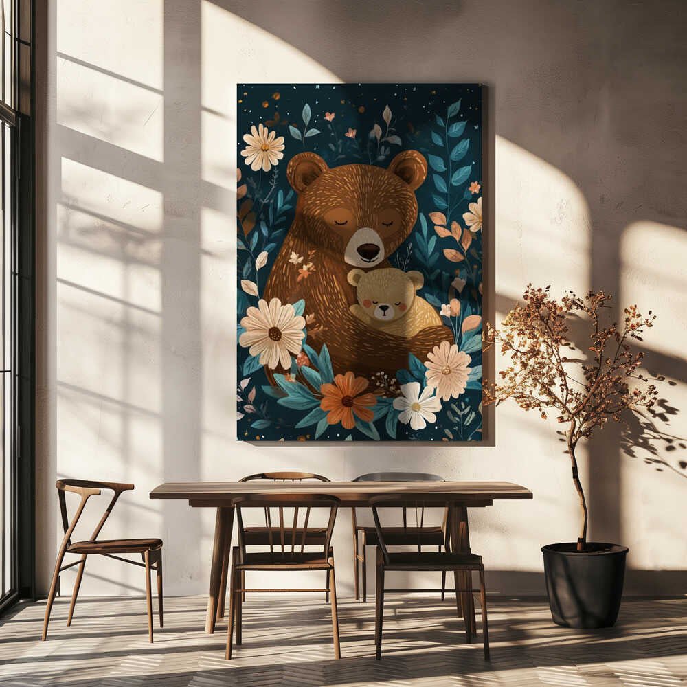 Mama Bear With Cub Canvas Print Wall Art 1X2895825 - ART FEVER - Art Fever