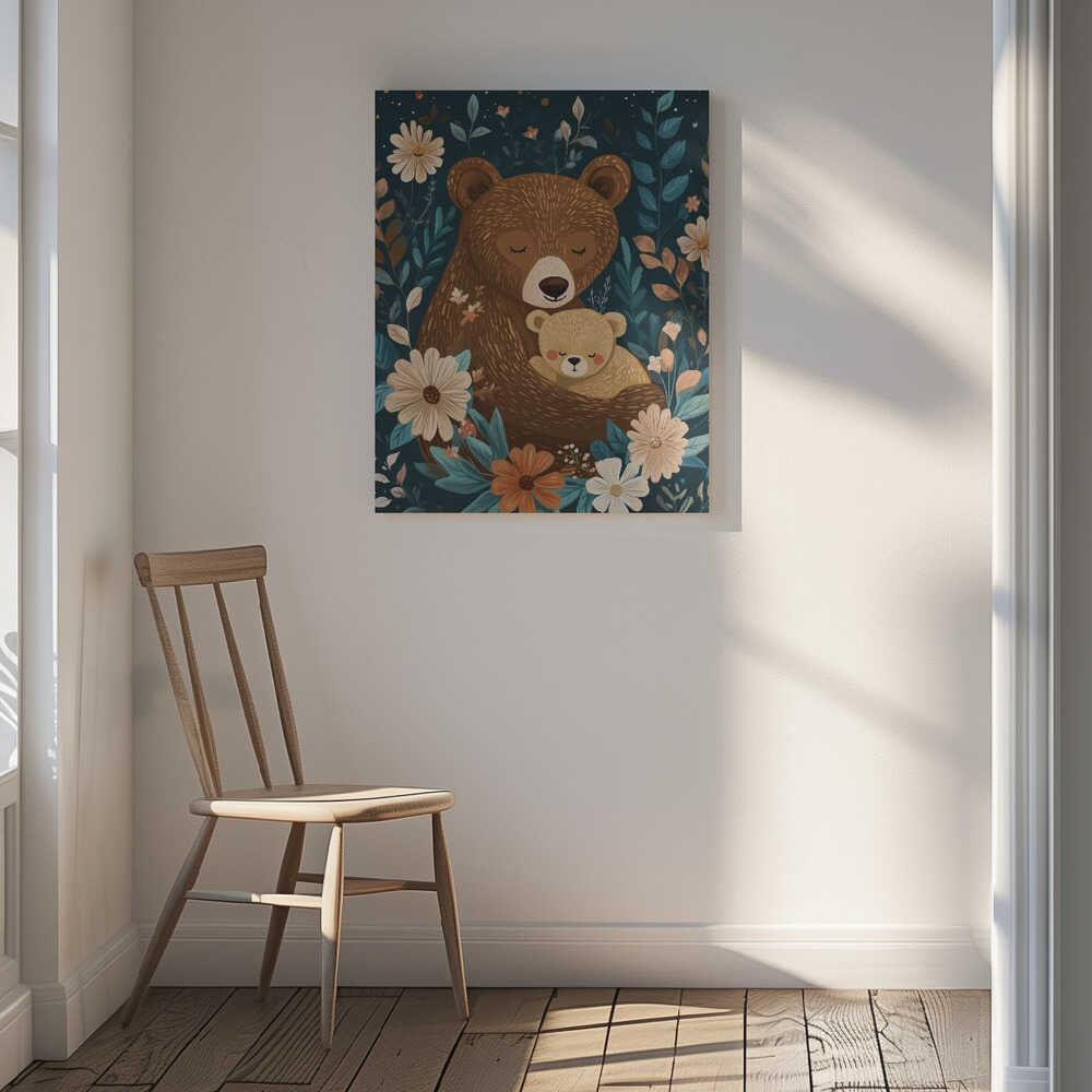 Mama Bear With Cub Canvas Print Wall Art 1X2895825 - ART FEVER - Art Fever