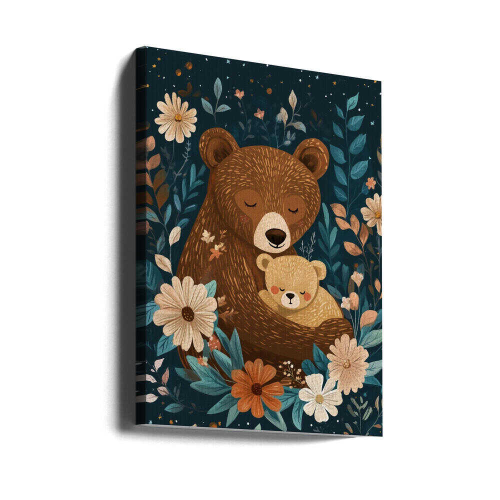 Mama Bear With Cub Canvas Print Wall Art 1X2895825 - ART FEVER - Art Fever