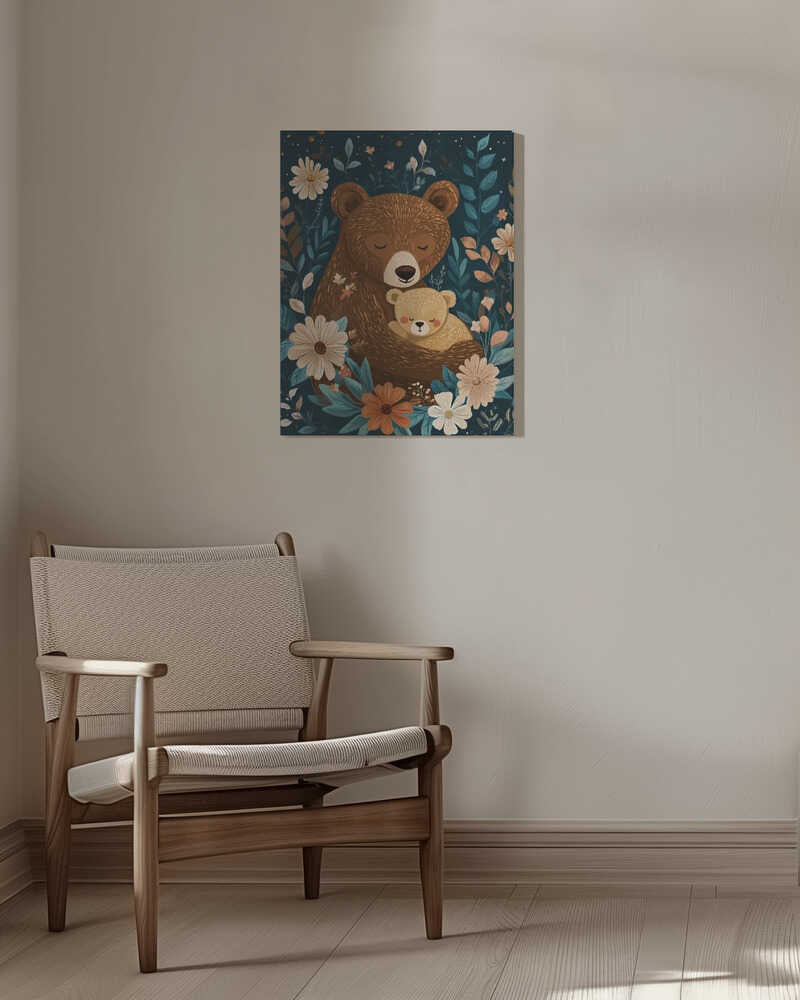 Mama Bear With Cub Canvas Print Wall Art 1X2895825 - ART FEVER - Art Fever