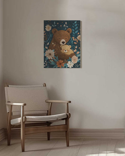 Mama Bear With Cub Canvas Print Wall Art 1X2895825 - ART FEVER - Art Fever