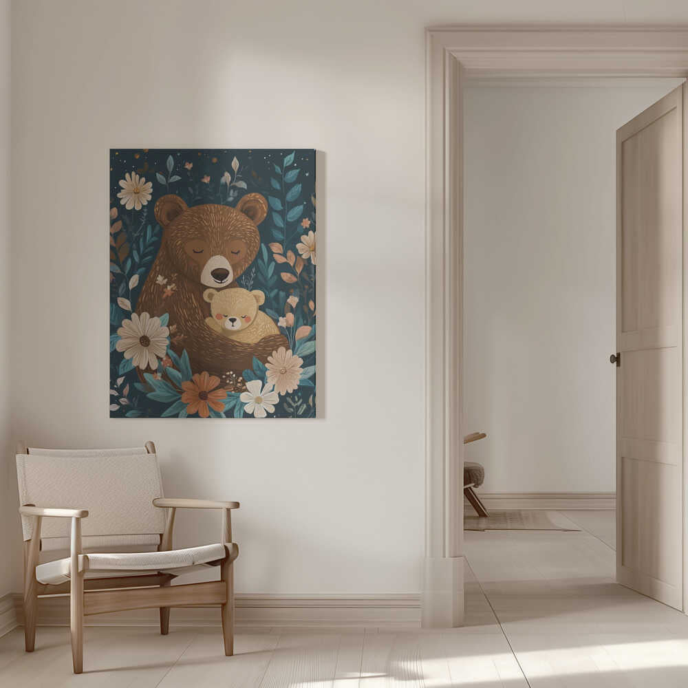 Mama Bear With Cub Canvas Print Wall Art 1X2895825 - ART FEVER - Art Fever