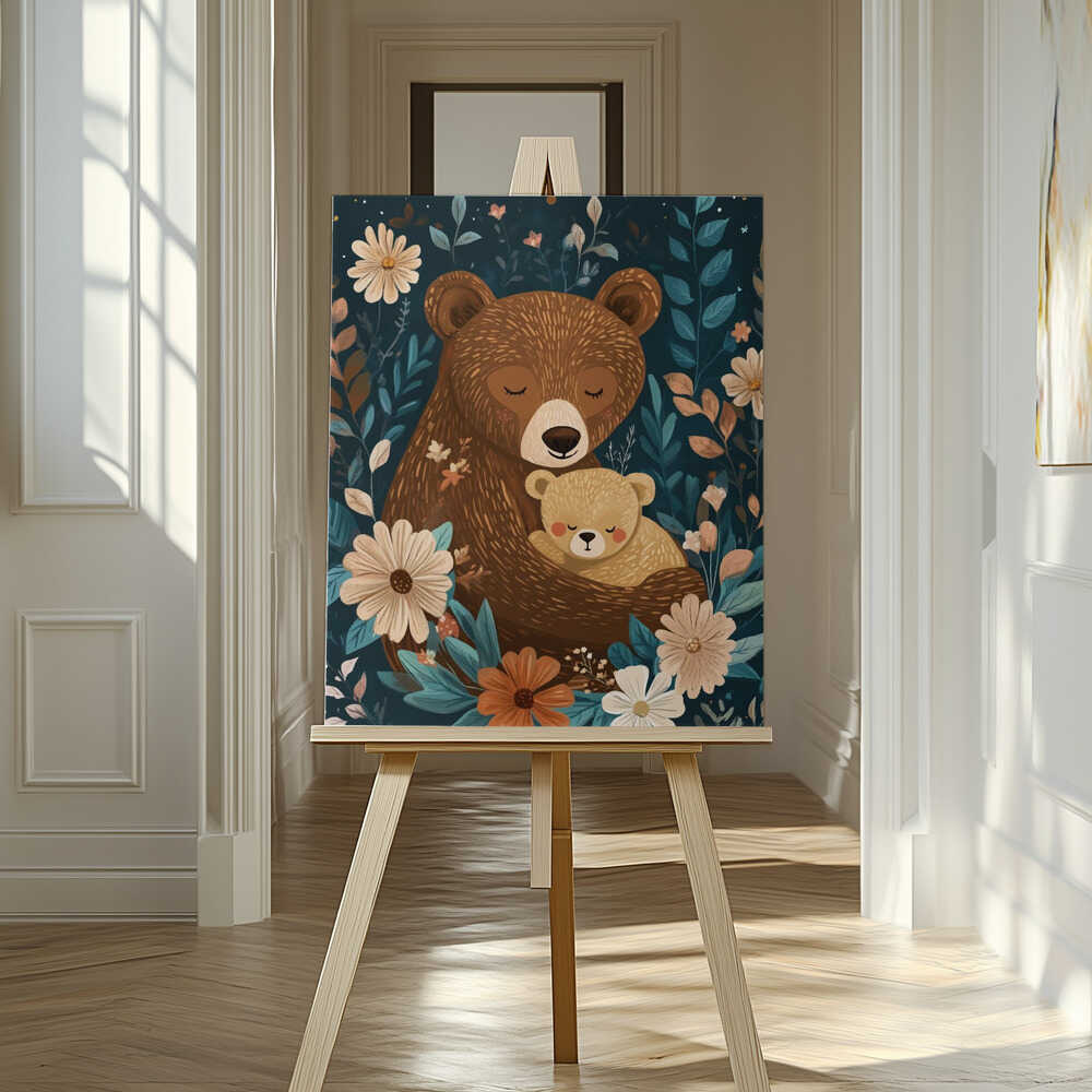 Mama Bear With Cub Canvas Print Wall Art 1X2895825 - ART FEVER - Art Fever