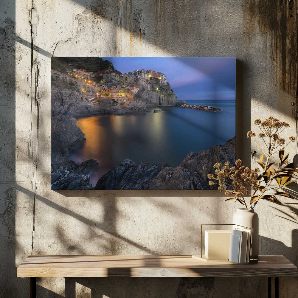 Manarola Coastal Evening Canvas Print Wall Art 1X1303363 - ART FEVER - Art Fever
