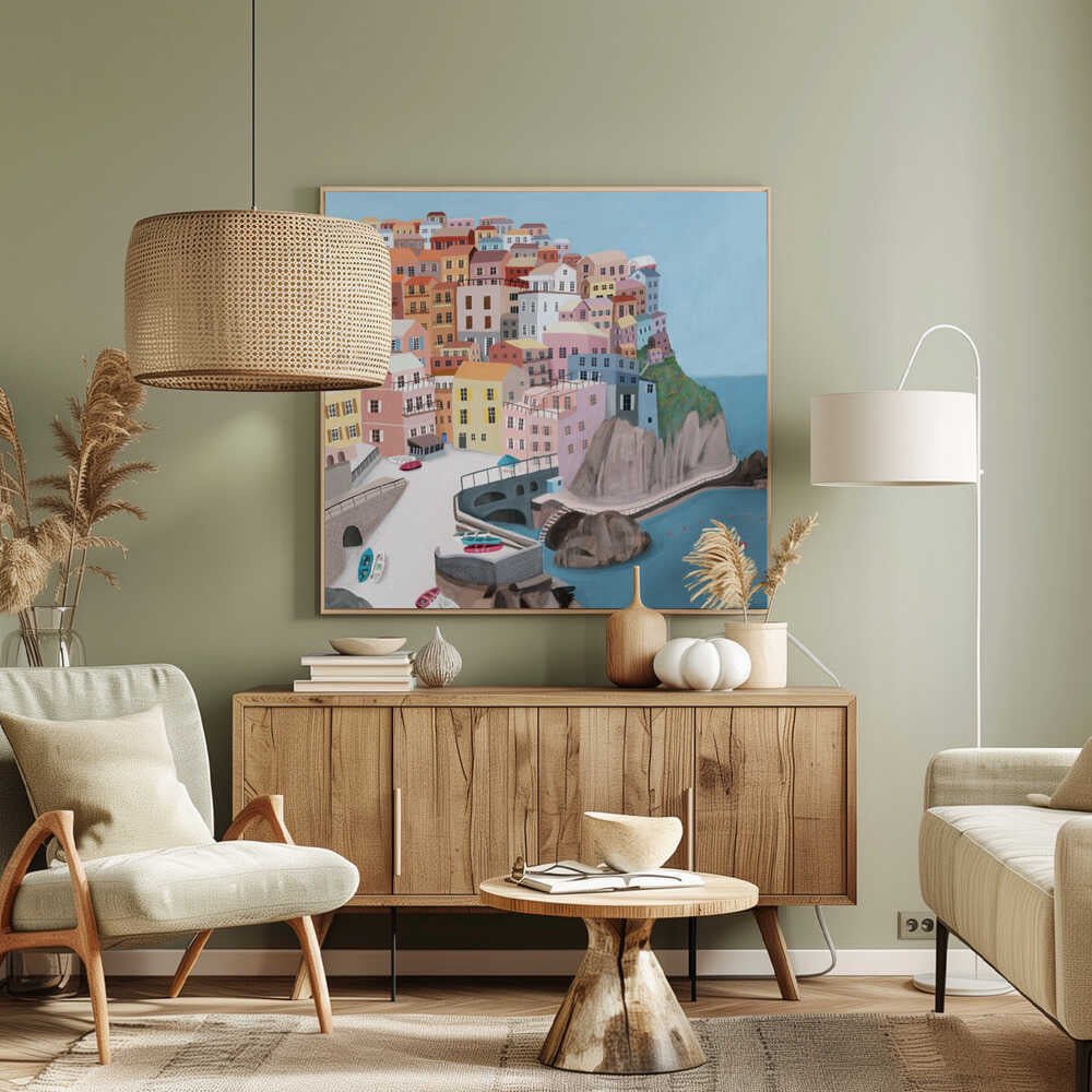 Manarola, Italy by Artist Carla Daly Canvas Print Wall Art 1X2897668 - ART FEVER - Art Fever