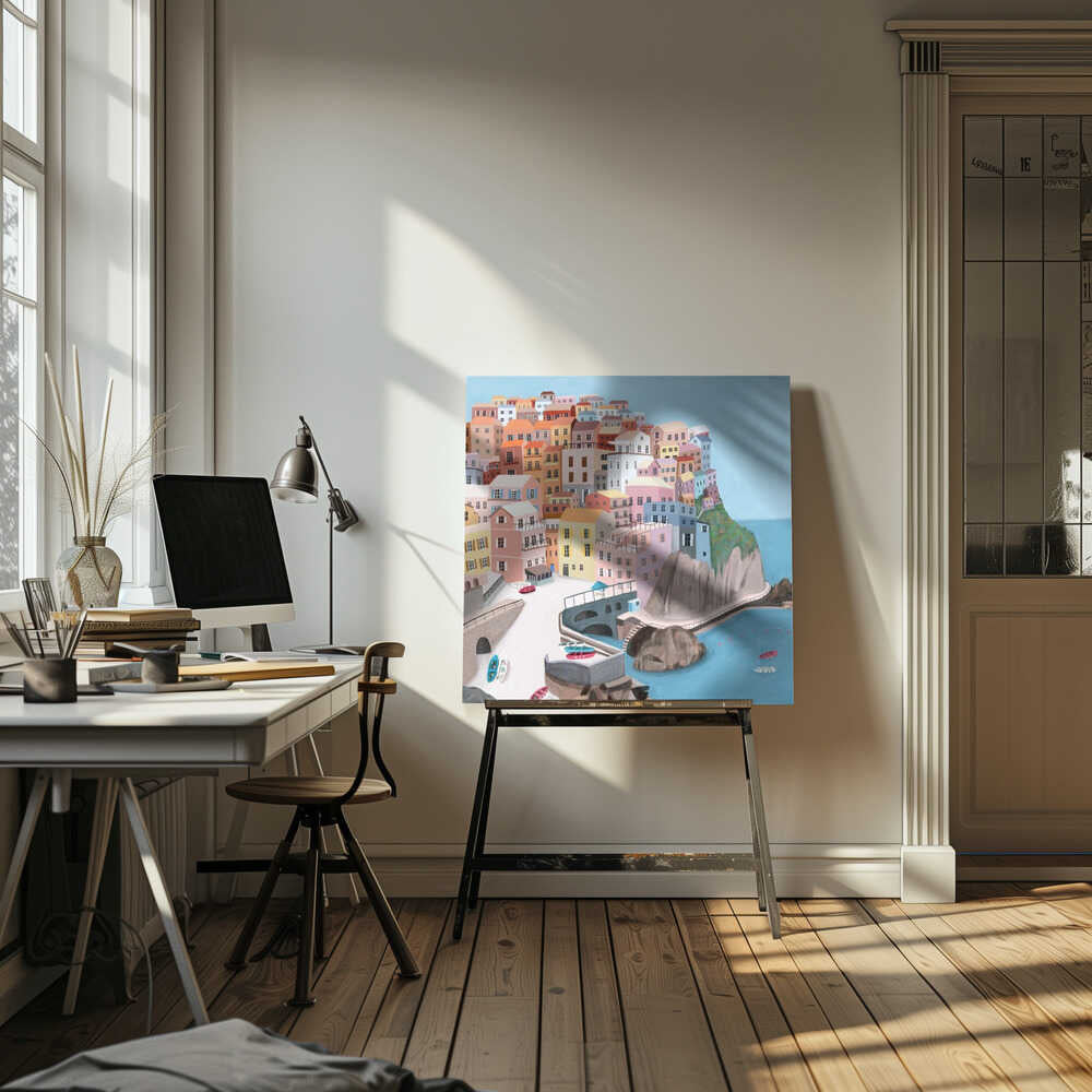 Manarola, Italy by Artist Carla Daly Canvas Print Wall Art 1X2897668 - ART FEVER - Art Fever