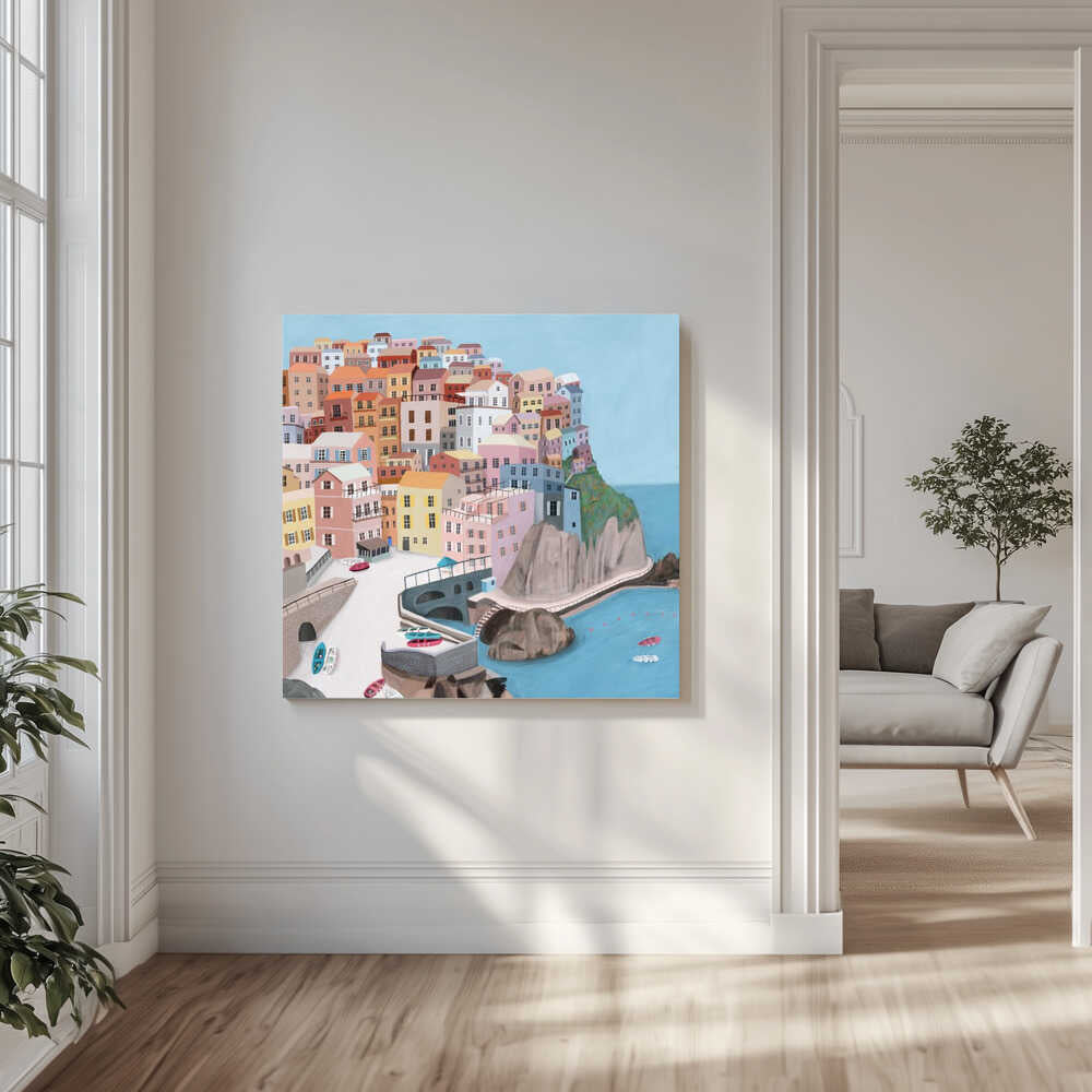 Manarola, Italy by Artist Carla Daly Canvas Print Wall Art 1X2897668 - ART FEVER - Art Fever