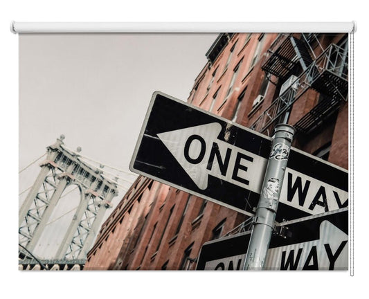 Manhattan Bridge One Way Sign Printed Picture Photo Roller Blind - 1X2333760 - Art Fever - Art Fever