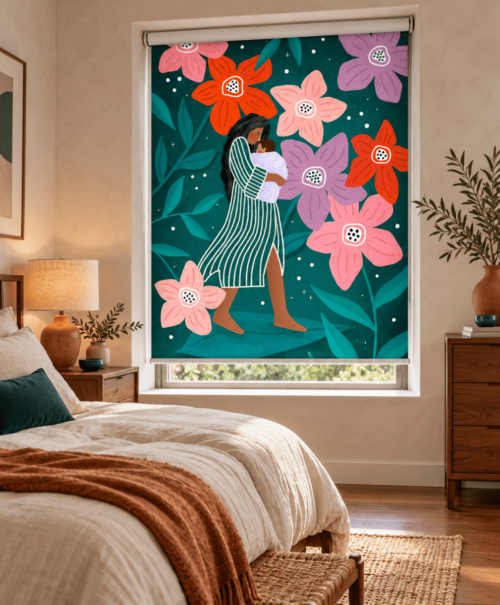 Maternal Garden Stroll Printed Roller Blind - 1X2959931 - Art Fever - Art Fever