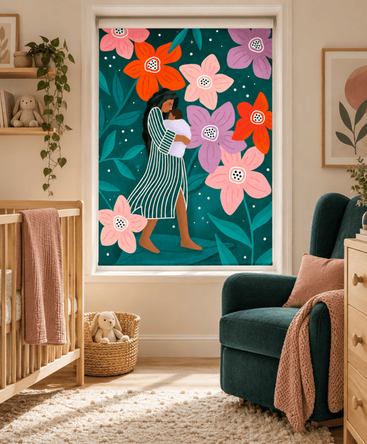 Maternal Garden Stroll Printed Roller Blind - 1X2959931 - Art Fever - Art Fever