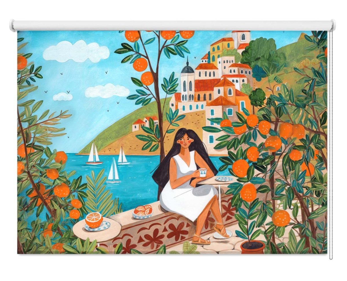 Mediterranean Coast Travel Poster Printed Roller Blind - 1X2806534 - Caroline Bonne Müller - Art Fever