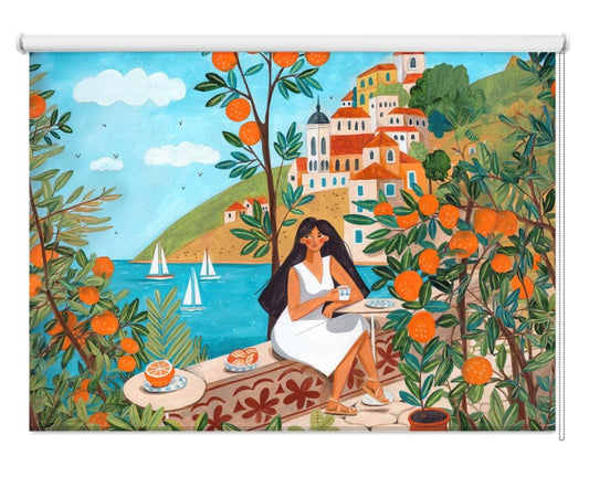 Mediterranean Coast Travel Poster Printed Roller Blind - 1X2806534 - Caroline Bonne Müller - Art Fever