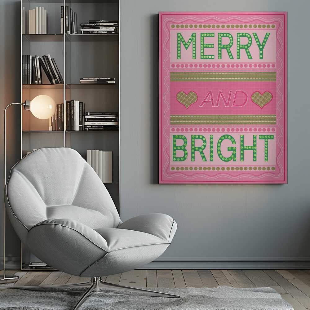 Merry and Bright Christmas Canvas Print Wall Art 1X3308377 - ART FEVER - Art Fever