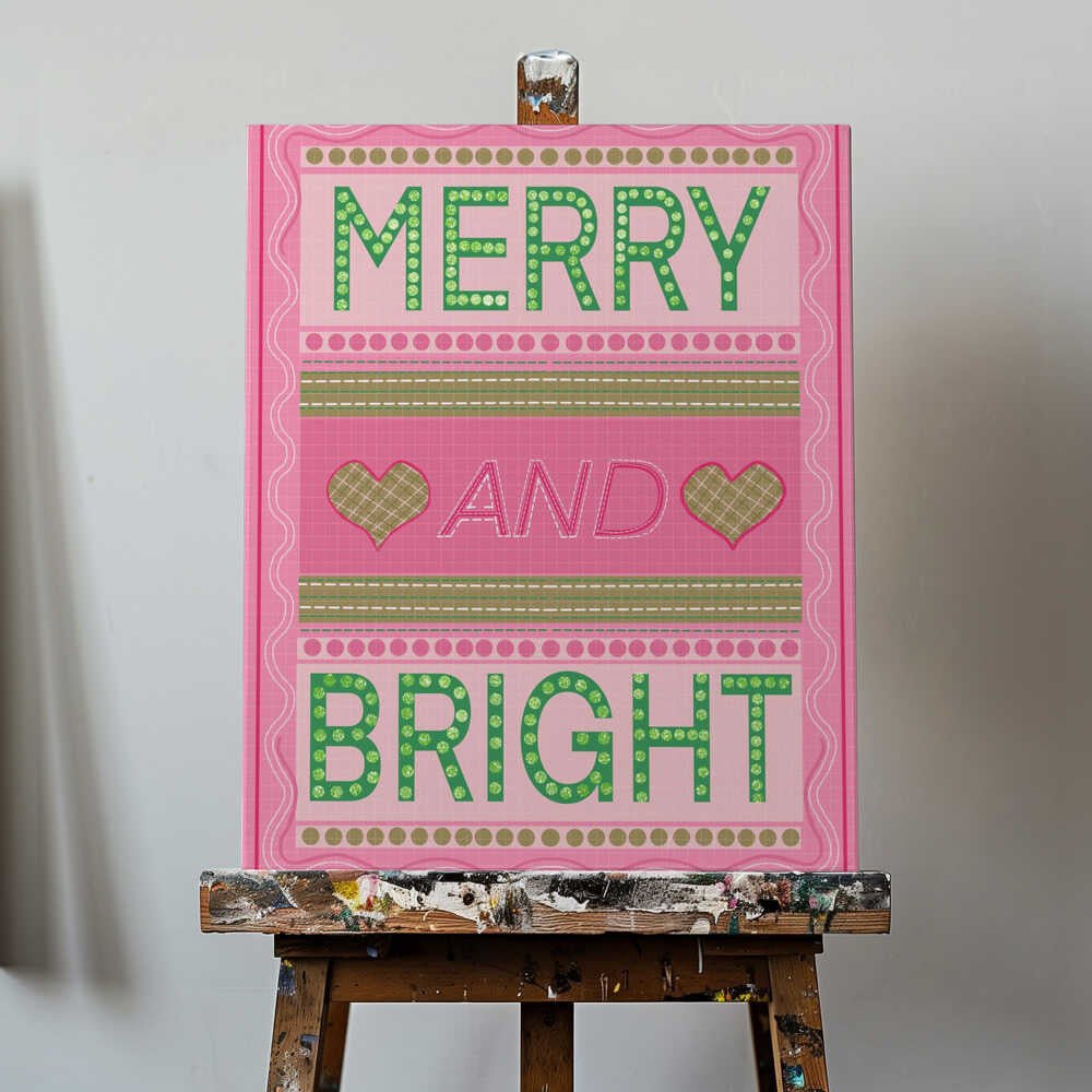 Merry and Bright Christmas Canvas Print Wall Art 1X3308377 - ART FEVER - Art Fever
