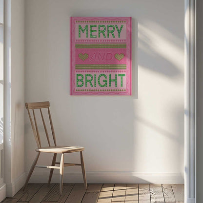 Merry and Bright Christmas Canvas Print Wall Art 1X3308377 - ART FEVER - Art Fever