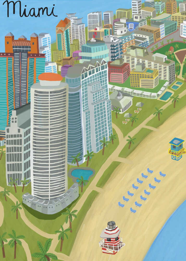 Miami Beach, Florida, USA by Artist Carla Daly Canvas Print Wall Art 1X2896645 - ART FEVER - Art Fever