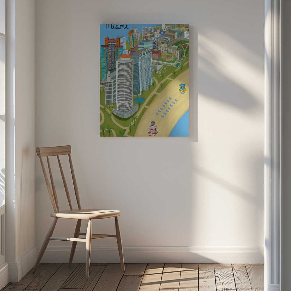 Miami Beach, Florida, USA by Artist Carla Daly Canvas Print Wall Art 1X2896645 - ART FEVER - Art Fever