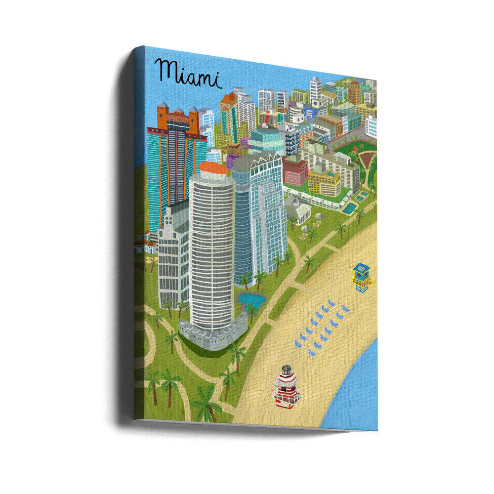 Miami Beach, Florida, USA by Artist Carla Daly Canvas Print Wall Art 1X2896645 - ART FEVER - Art Fever