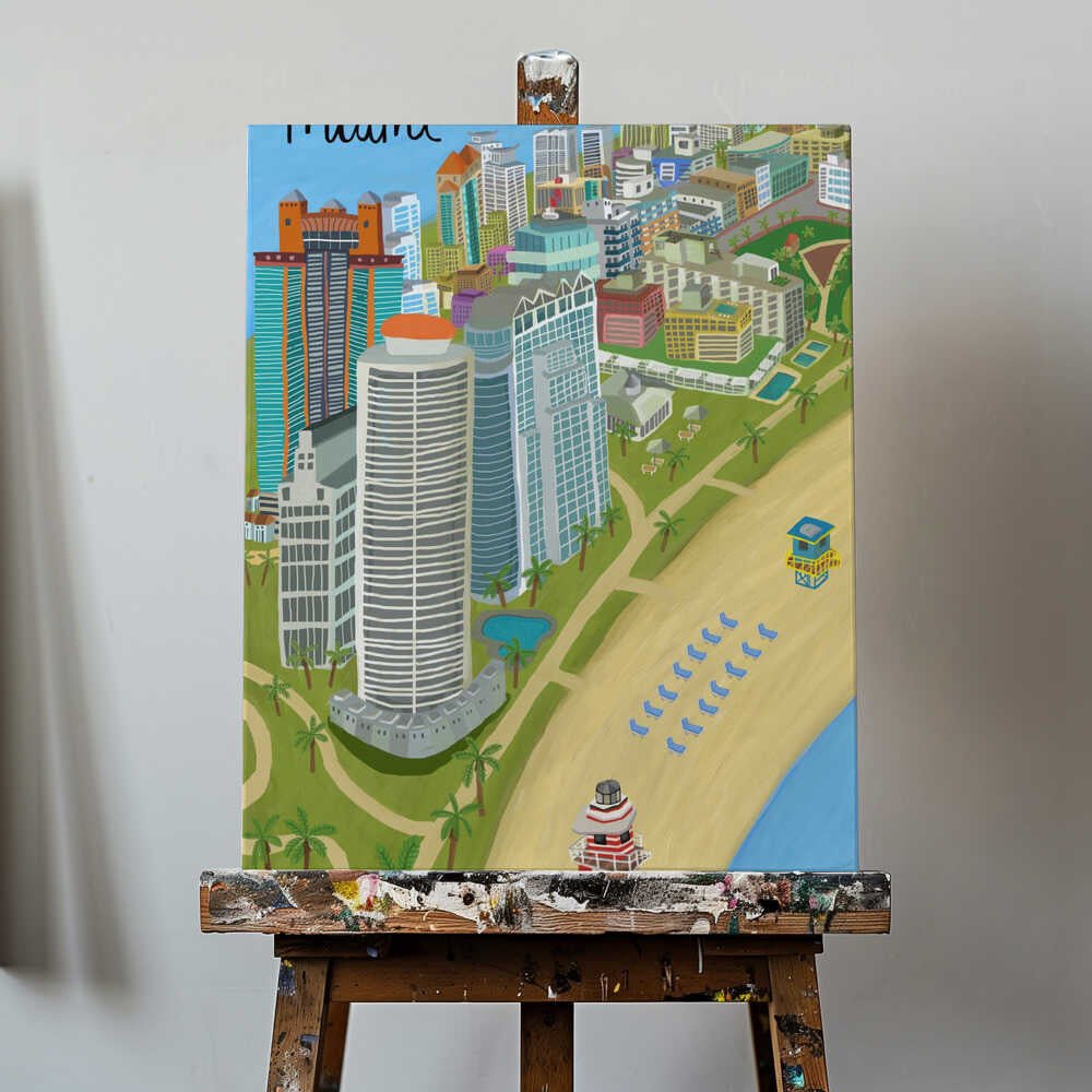 Miami Beach, Florida, USA by Artist Carla Daly Canvas Print Wall Art 1X2896645 - ART FEVER - Art Fever