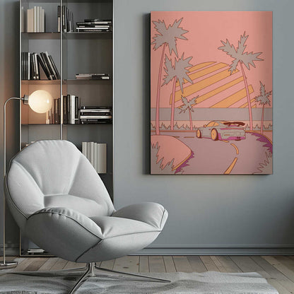 Miami drive Canvas Print Wall Art 1X3307804 - ART FEVER - Art Fever