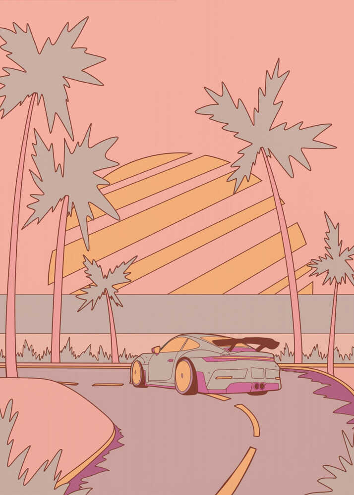 Miami drive Canvas Print Wall Art 1X3307804 - ART FEVER - Art Fever