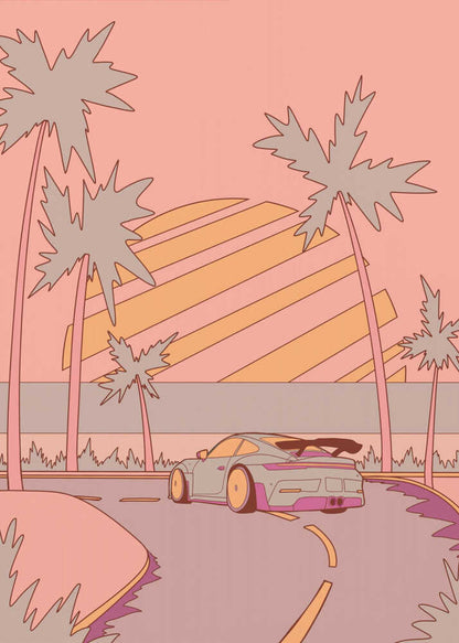 Miami drive Canvas Print Wall Art 1X3307804 - ART FEVER - Art Fever