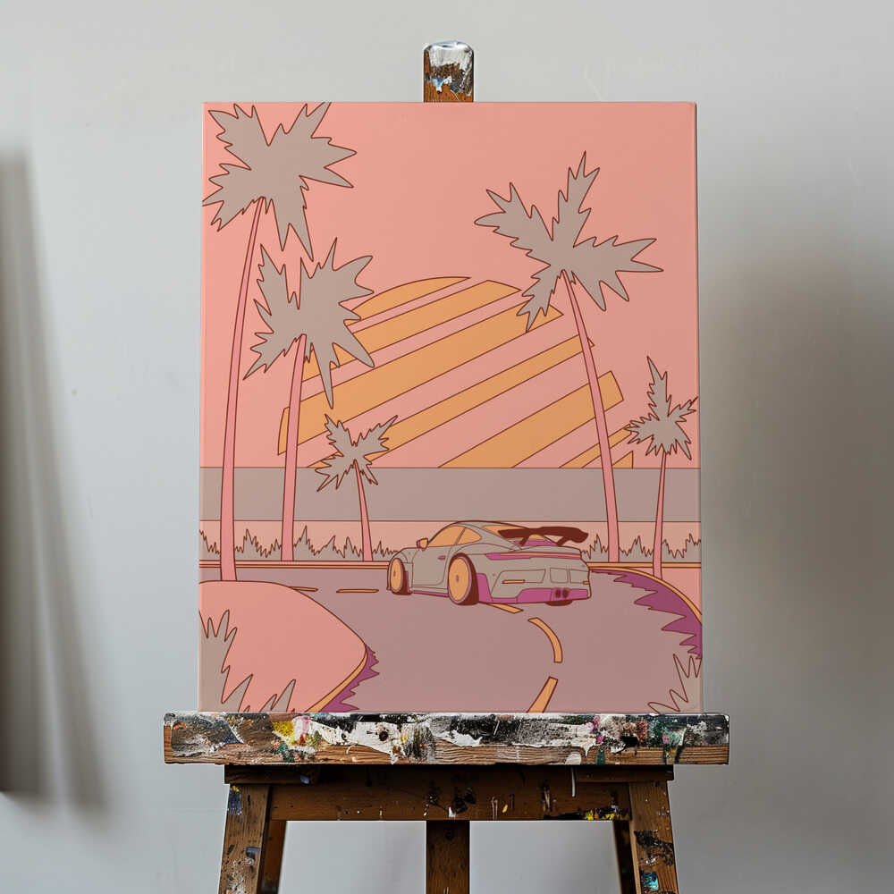 Miami drive Canvas Print Wall Art 1X3307804 - ART FEVER - Art Fever