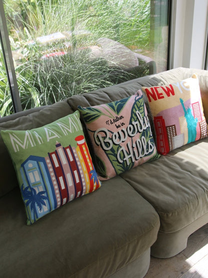 Miami Needlepoint Cushion - The Pillow Drop - Art Fever