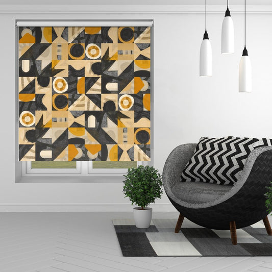 Mid Century Grid Pattern Eight Printed Picture Photo Roller Blind - 1X2630379 - Art Fever - Art Fever