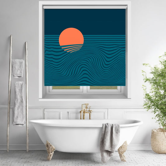 Midnight Tide Topographical Printed Picture Photo Roller Blind - RB1449 - Art Fever - Art Fever