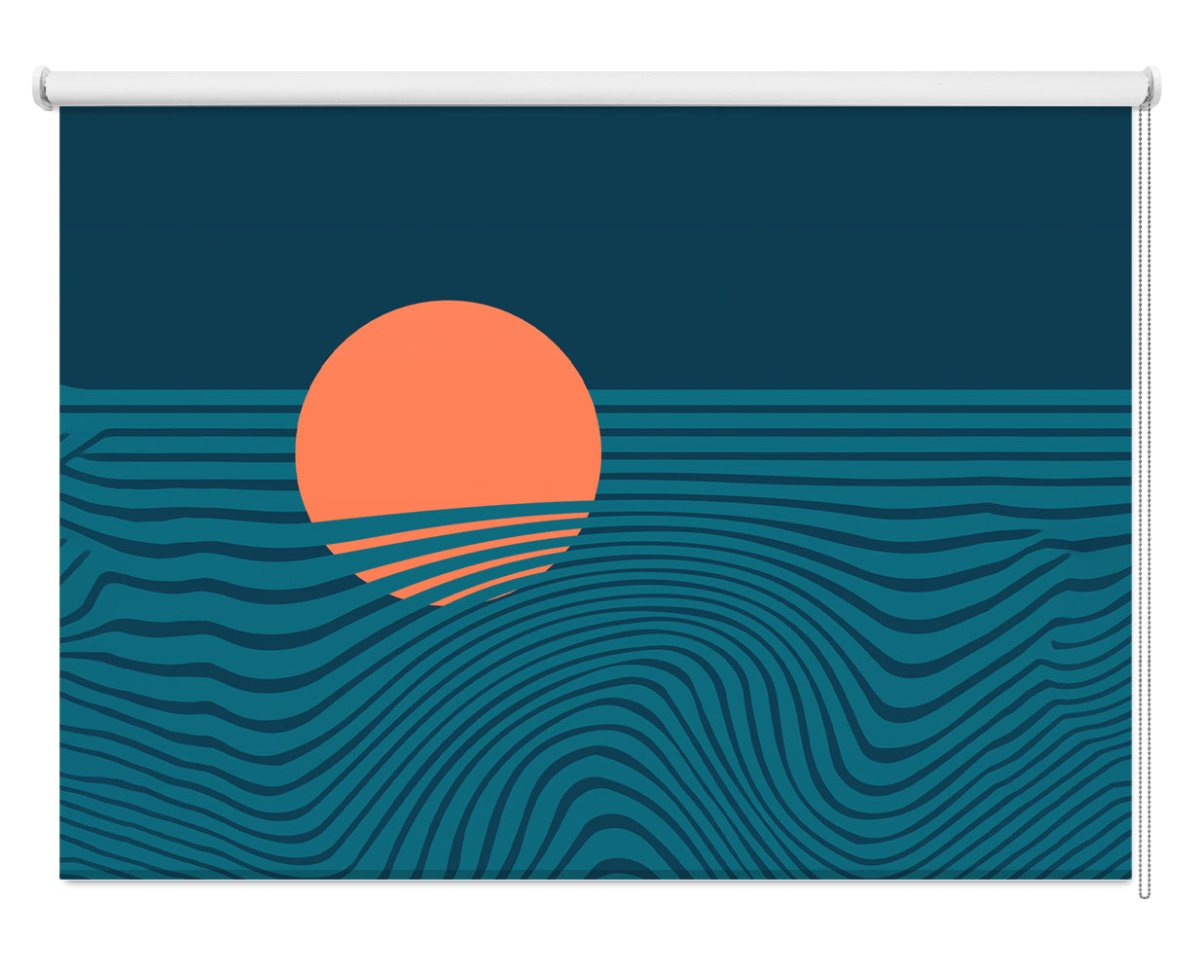 Midnight Tide Topographical Printed Picture Photo Roller Blind - RB1449 - Art Fever - Art Fever