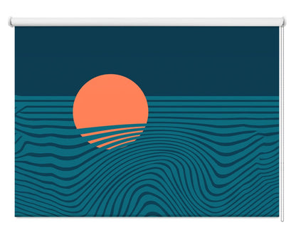 Midnight Tide Topographical Printed Picture Photo Roller Blind - RB1449 - Art Fever - Art Fever