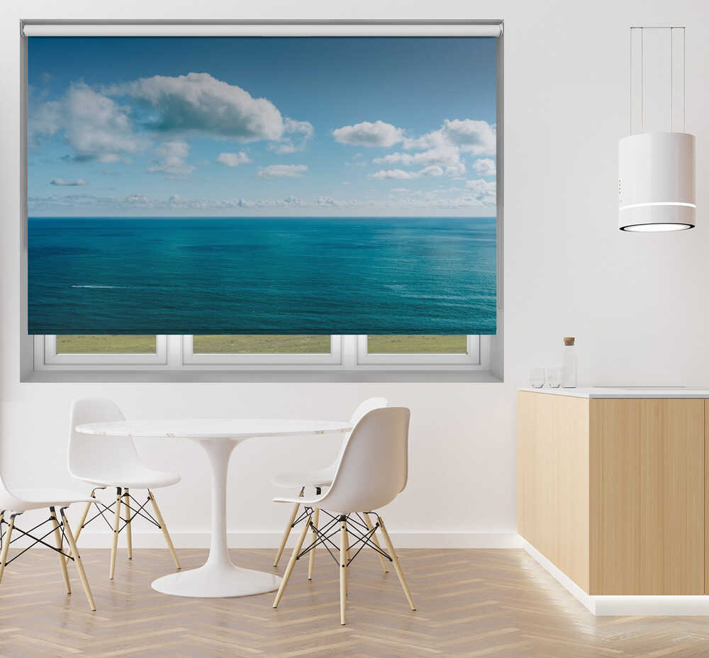 Minimalist Turquoise Ocean Seascape Printed Roller Blind - 1X2758439 - Art Fever - Art Fever