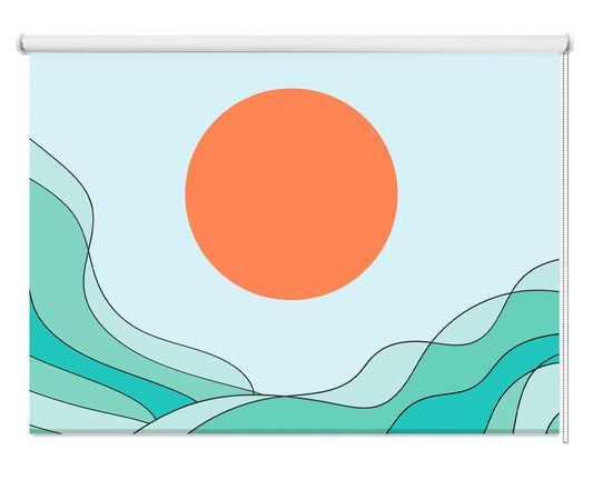 Mint Horizon Abstract Line Art Printed Picture Photo Roller Blind - RB1450 - Art Fever - Art Fever