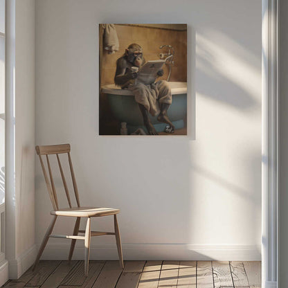 Monkey In the Bathroom Canvas Print Wall Art 1X3133724 - ART FEVER - Art Fever