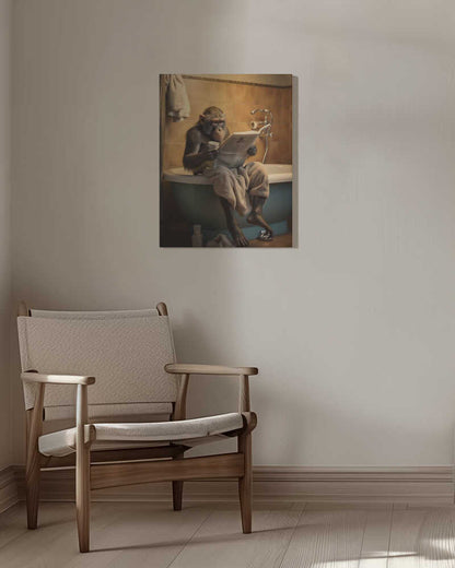 Monkey In the Bathroom Canvas Print Wall Art 1X3133724 - ART FEVER - Art Fever