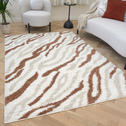 Moodi Shaggy Cream/Terra Savara Rug - The Rugs - Art Fever