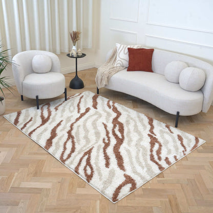Moodi Shaggy Cream/Terra Savara Rug - The Rugs - Art Fever