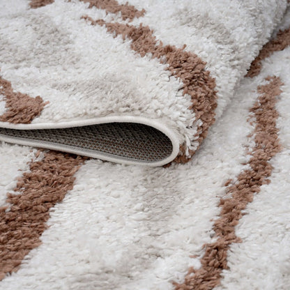 Moodi Shaggy Cream/Terra Savara Rug - The Rugs - Art Fever