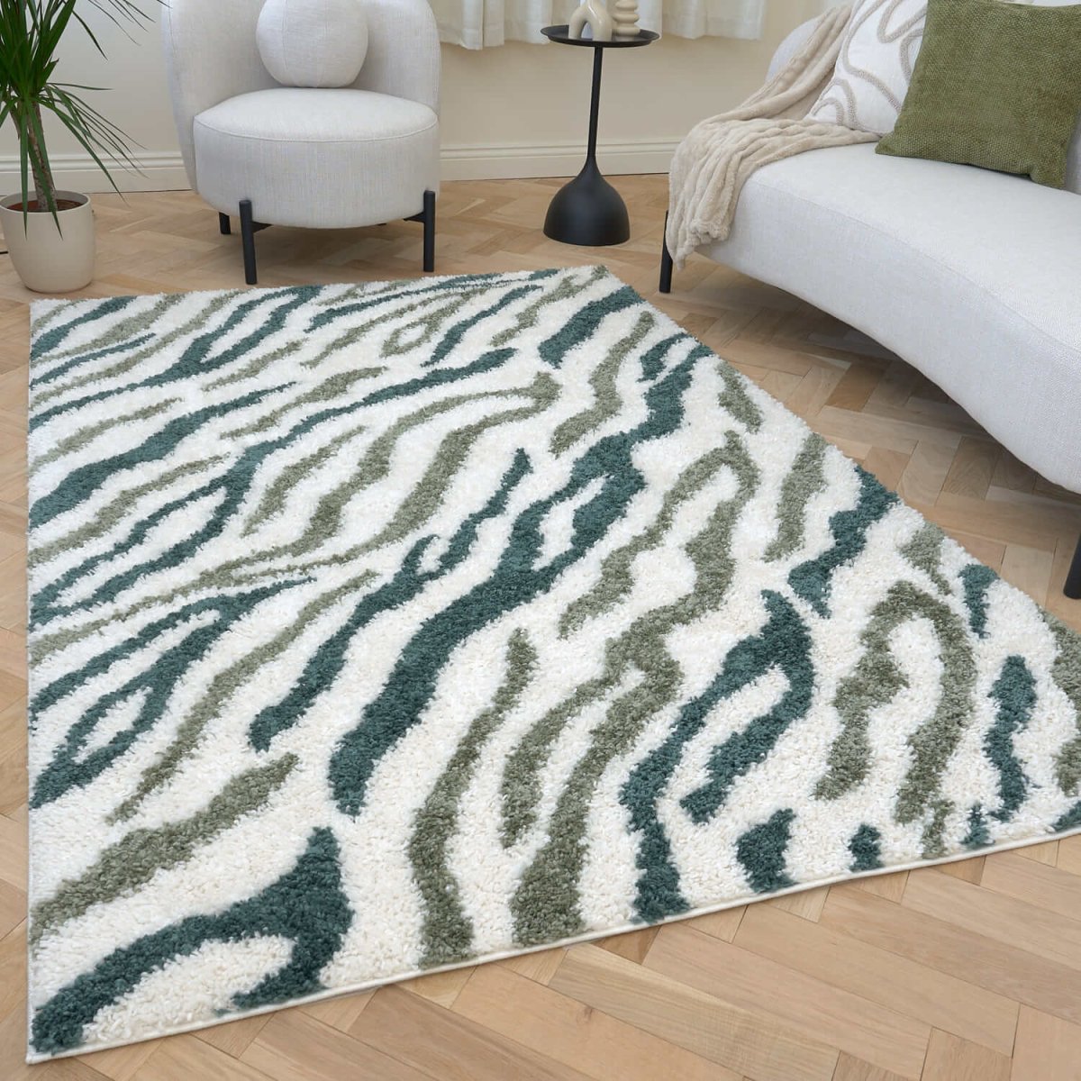 Moodi Shaggy Green Nyra Rug - The Rugs - Art Fever