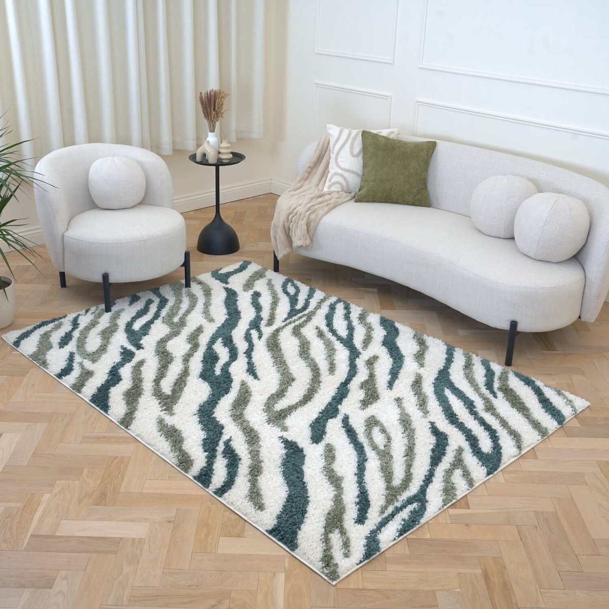 Moodi Shaggy Green Nyra Rug - The Rugs - Art Fever