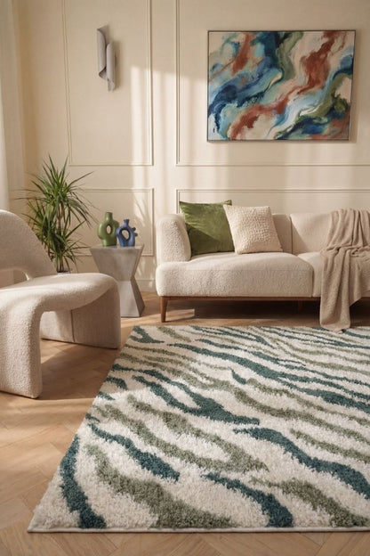 Moodi Shaggy Green Nyra Rug - The Rugs - Art Fever