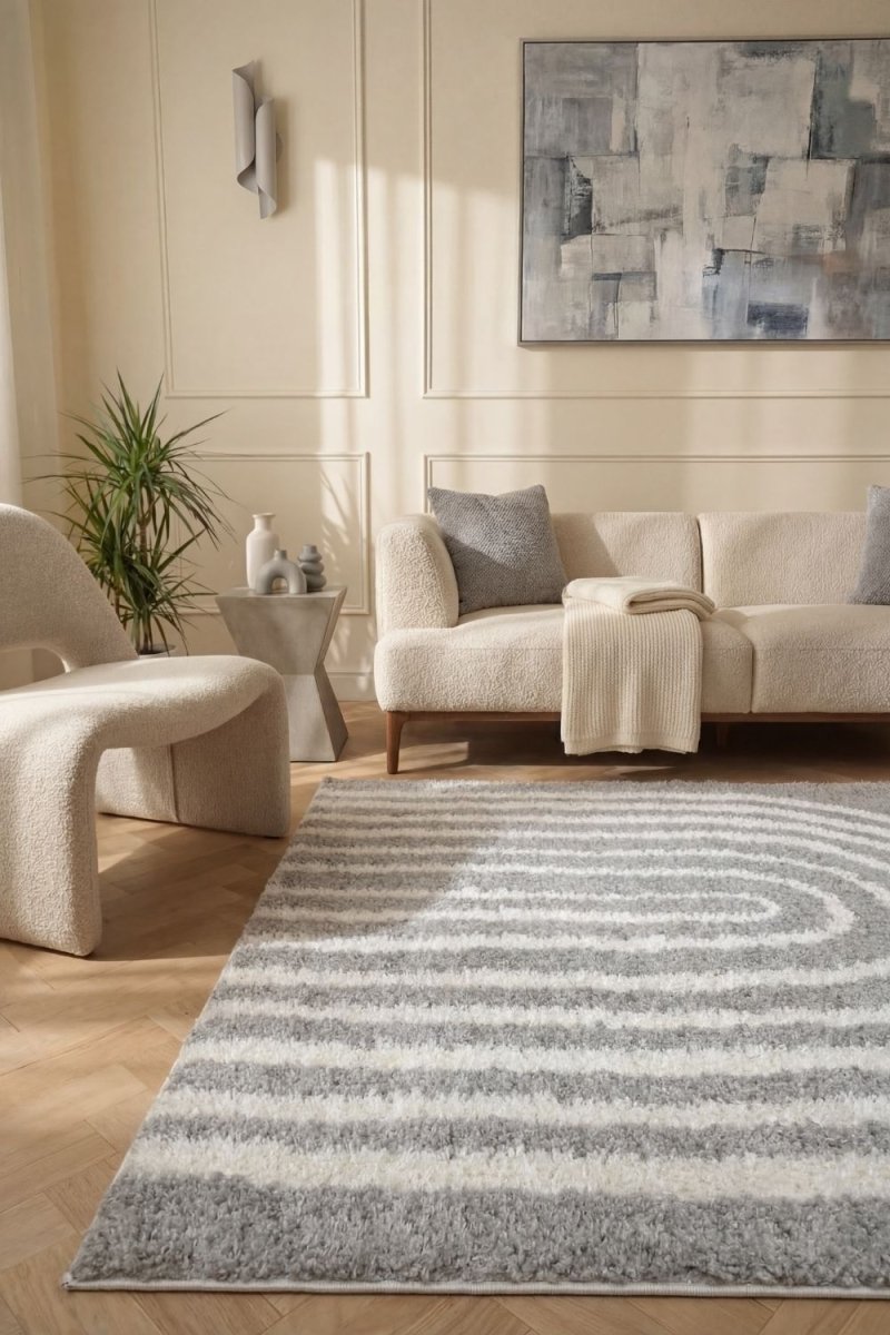 Moodi Shaggy Grey Echo Rug - The Rugs - Art Fever