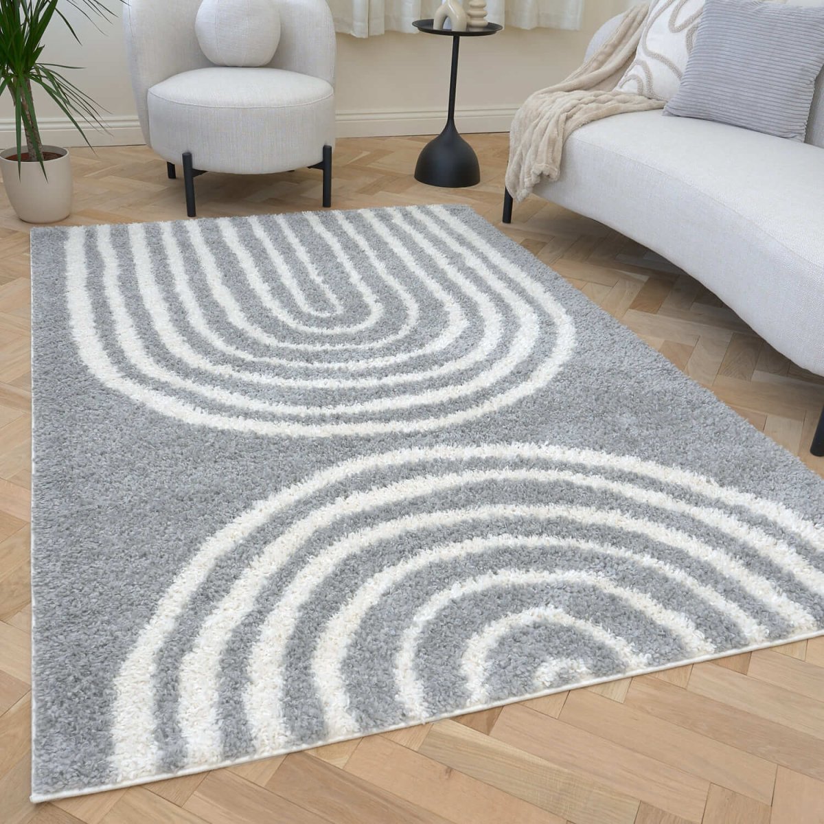 Moodi Shaggy Grey Echo Rug - The Rugs - Art Fever