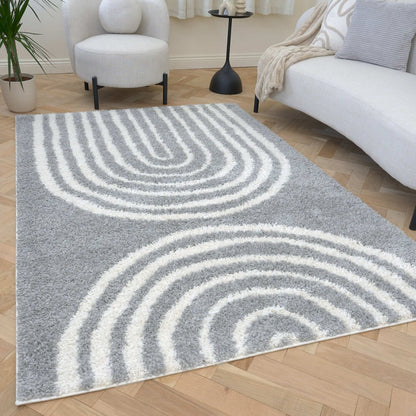 Moodi Shaggy Grey Echo Rug - The Rugs - Art Fever