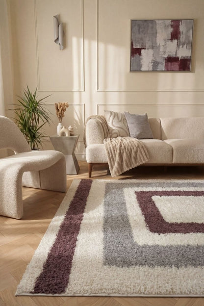 Moodi Shaggy Grey/Purple Contour Rug - The Rugs - Art Fever